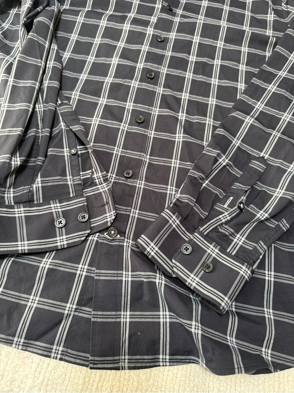 Express Performance Checkered Dress Shirt Slim Moisture Wicking Large - Picture 8 of 10